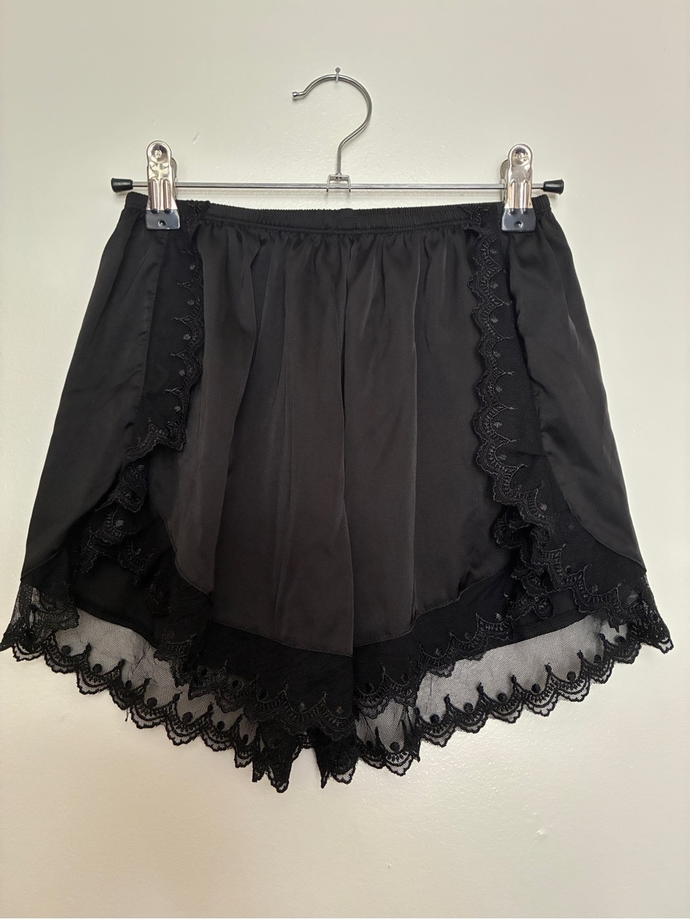 Black Lace-Trim Women's Sleep Shorts